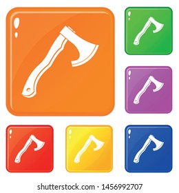 Hatchet icons set collection vector 6 color isolated on white background