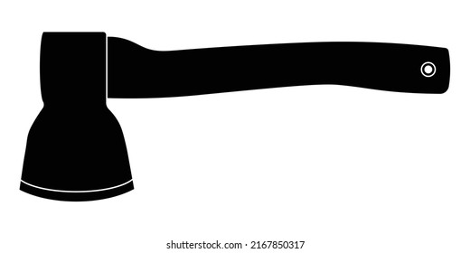 Hatchet Isolated Silhouette Vector On White Background. This Cutting Tool Is Used To Cut And Split Wood, And A Hammerhead On The Other Side.