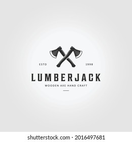 Hatchet Lumberjack Logo Vintage Vector Illustration Design Icon