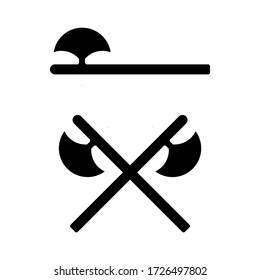 Hatchet Silhouette, Black And White Vector Illustration 