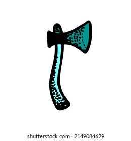 Hatchet sketch vector icon. Wood cut axe hand drawn symbol