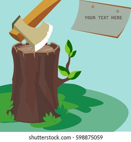 Hatchet in a tree stump