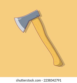 Hatchet Vector Icon Illustration with Outline for Design Element, Clip Art, Web, Landing page, Sticker, Banner. Flat Cartoon Style
