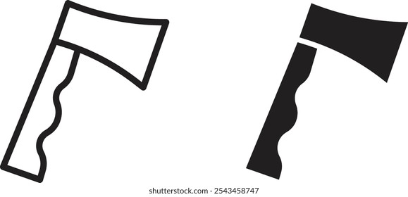 Hatchet vector icon set in black.