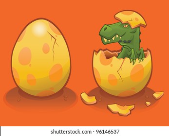 Hatching Baby T Rex - vector