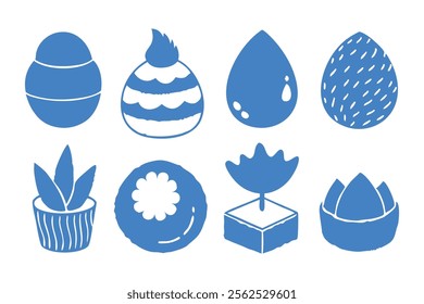 Hatching, blue wax pastel, crayon isolated flat vector illustration on white background