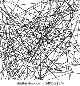 Hatching, chaotic fine lines intersecting in different directions. Asymmetric texture. Grunge urban style. Vector illustration.