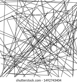 Hatching, chaotic lines intersecting in different directions. Asymmetric texture. Grunge urban style. Vector illustration.