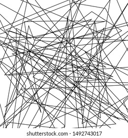 Hatching, chaotic thin lines intersecting in different directions. Asymmetric texture. Grunge urban style. Vector illustration.