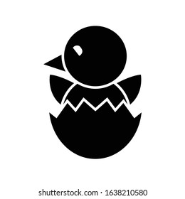 hatching chick egg icon or logo illustration on white background. Perfect use for website, pattern, design, etc.