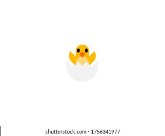 Hatching Chick Vector Flat Icon. Cracked Chicken Egg. Isolated Newborn Baby Chick Emoji Illustration 