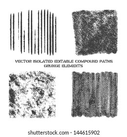 Hatching elements set. Hand drawn. Vector isolated editable compound paths. Eps8