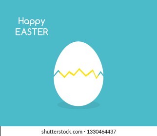 Pollito incubador sobre fondo azul. Tarjeta de Pascua feliz. Ilustración vectorial.