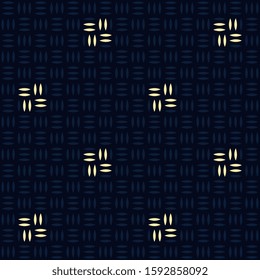 Hatching pattern modern houndstooth design. Running stitch embroidery repeat motif. Basket weave simple geometric all over print block for male shirt, patchwork fabric, home textile, wrapping cloth.