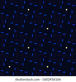 Hatching pattern modern houndstooth design. Running stitch embroidery repeat motif. Basket weave simple geometric all over print block for male shirt, patchwork fabric, home textile, wrapping cloth.