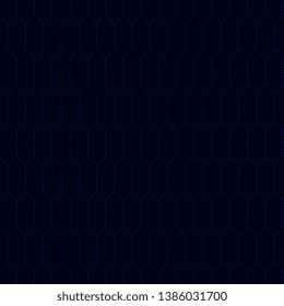 Hatching pattern novelty check allover design. Simple geometric arrangement dot lines net. Neon blue minimal print block apparel textile, dress fabric, fashion garment, swimwear, menswear, silk scarf.