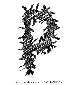 Letra decorativa de estilo afilador. Tipo de letra Art.
