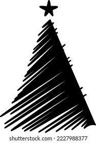 hatchy xmas tree hand drawing vector illustration