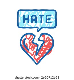 hasse aggressive Doodle Symbol Skizze Vektor. hasse aggressives Zeichen. einzelne Symbolgrafik
