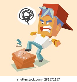 hate angry pizzaman. vector illustration