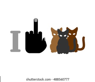 I hate cats. Fuck and cat. Logo for bullies and flayers. Hatred for home pets