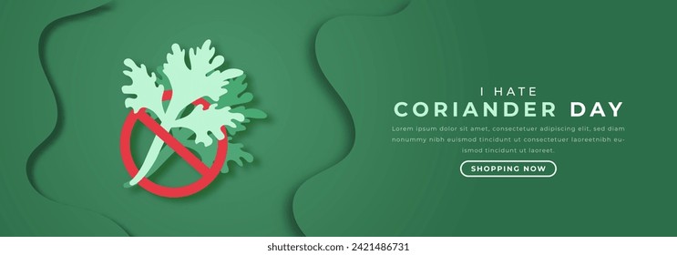 I Hate Coriander Day Paper cut style Vector Design Illustration for Background, Poster, Banner, Advertising, Greeting Card