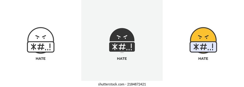 hate icon. Line, solid and filled outline colorful version, outline and filled vector sign. Idea Symbol, logo illustration. Vector graphics