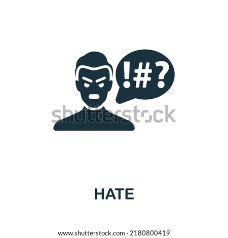 Hate icon. Monochrome simple line Harassment icon for templates, web design and infographics