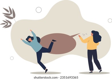 Discurso de odio, intimidación, palabras o mensajes que perjudican a la gente, estilo de manejo agresivo, racismo en el concepto de lugar de trabajo.ilustración vectorial plana.