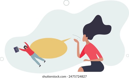 Discurso de odio, acoso, palabras o mensaje que hieren a las personas, estilo de gestión agresivo, racismo en el concepto de lugar de trabajo. ilustración plana.