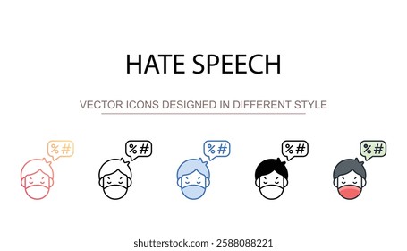 Hate Speech icon design with white background stock illustration