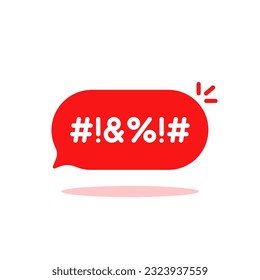 hate speech icon like abstract bad word on red bubble. concept of customer negative emotion. flat simple trend modern vulgarity explicitives logotype graphic design web element isolated on white