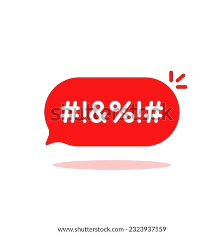 hate speech icon like abstract bad word on red bubble. concept of customer negative emotion. flat simple trend modern vulgarity explicitives logotype graphic design web element isolated on white