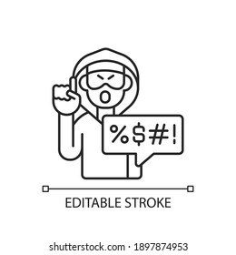 Hate Speech Linear Icon. Offensive Comment. Rude Talk. Shaming And Spreading Negativity. Thin Line Customizable Illustration. Contour Symbol. Vector Isolated Outline Drawing. Editable Stroke