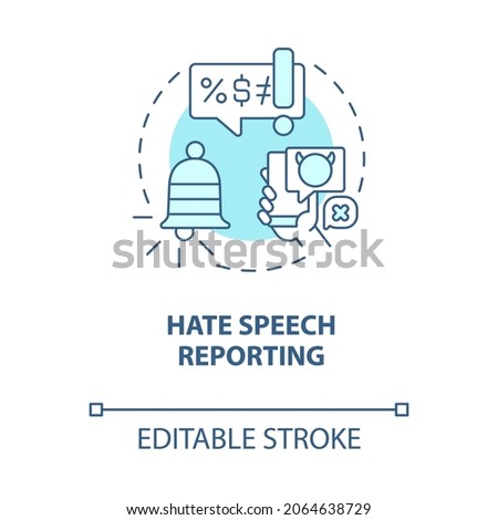 Hate speech reporting blue concept icon. Hate speech countering abstract idea thin line illustration. Discrimination and intolerance prevention. Vector isolated outline color drawing. Editable stroke