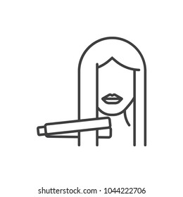 Hate styling iron line icon.