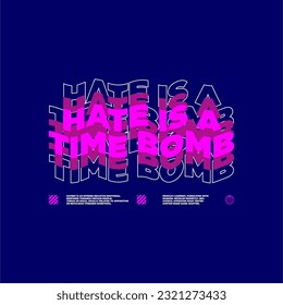 el odio es un lema de bomba de tiempo simple vintage