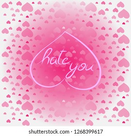 "Hate you" pink anti-valentine postcard