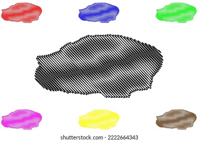 Hateruma island (Japan, East Asia, Japanese archipelago, Yaeyama Islands) map vector illustration, scribble sketch Hateruma-jima, Patirooma or Hatiruma map
