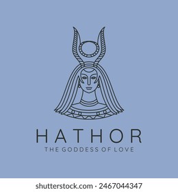 hathor goddess line art logo vector symbol illustration design