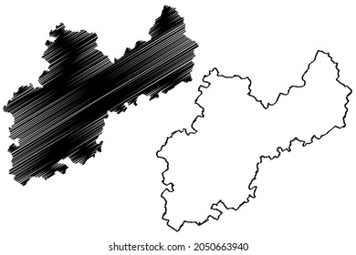 Hathras district (Uttar Pradesh State, Republic of India) map vector illustration, scribble sketch Hathras map