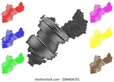Hathras district (Uttar Pradesh State, Republic of India) map vector illustration, scribble sketch Hathras map