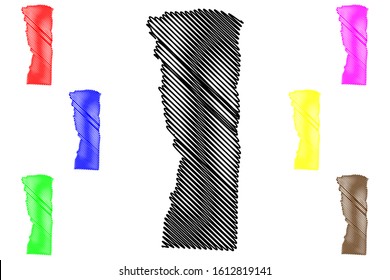 Hatillo municipality (Commonwealth of Puerto Rico, Porto Rico, PR, Unincorporated territories of the United States) map vector illustration, scribble sketch Hatillo map