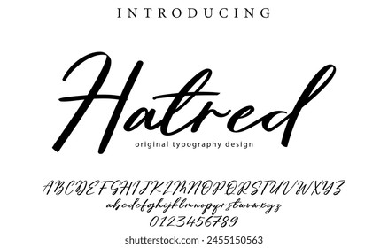 Hatred Font Stilvolle Pinsel gemalt eine Vektorgrafik Großbuchstaben, Alphabet, Schriftart
