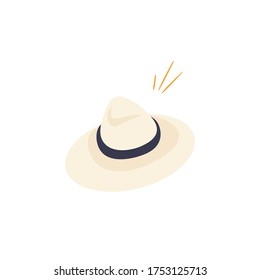 Hats and accessories. Beige summer vector hat on white background. Nice vector flat illustration in cartoon style.