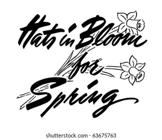 Hats In Bloom For Spring - Ad Header - Retro Clipart