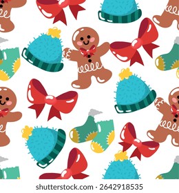 Hats bows candy wreaths. Vector illustration