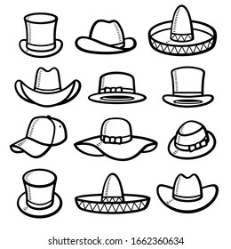 Hats collection set. Collection icon hat. Vector