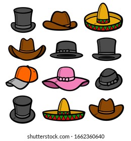 Hats collection set. Collection icon hat. Vector