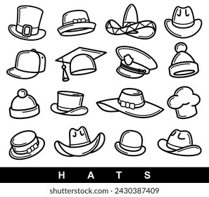 Hats collection set. Collection icon hat. Vector